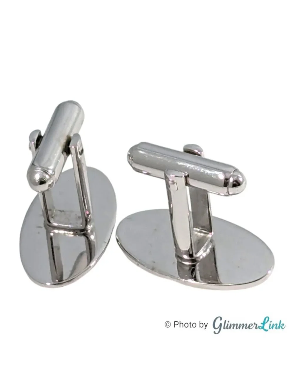 Vintage Shields Fifth Avenue Diagonal Stripe Oval Silver Tone Cufflinks